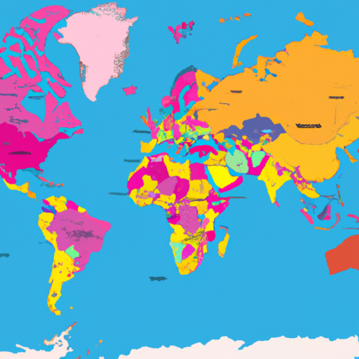 מפת עולם עם מדינות עם קידוד צבע על סמך השימוש שלהן בהיטלים ומכסות יבוא