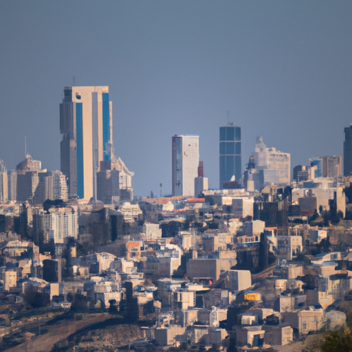 A panoramic shot of Jerusalem's skyline, illustrating the evolution from traditional bazaars to towering skyscrapers.